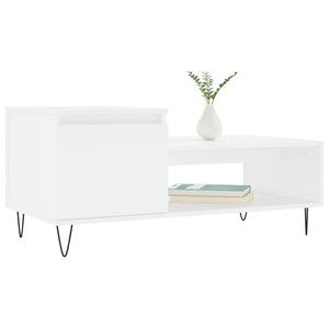 Tavolino da Salotto Bianco 100x50x45 cm in Legno Multistrato 830828