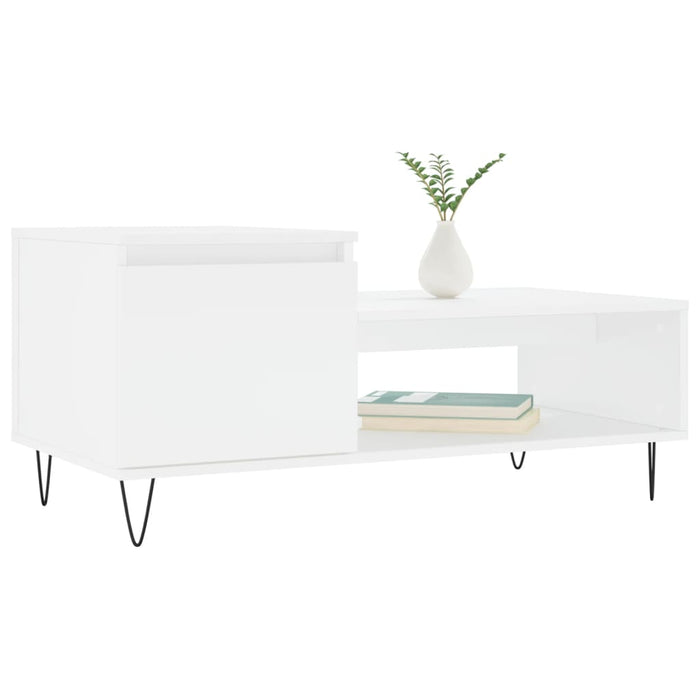 Tavolino da Salotto Bianco 100x50x45 cm in Legno Multistrato 830828