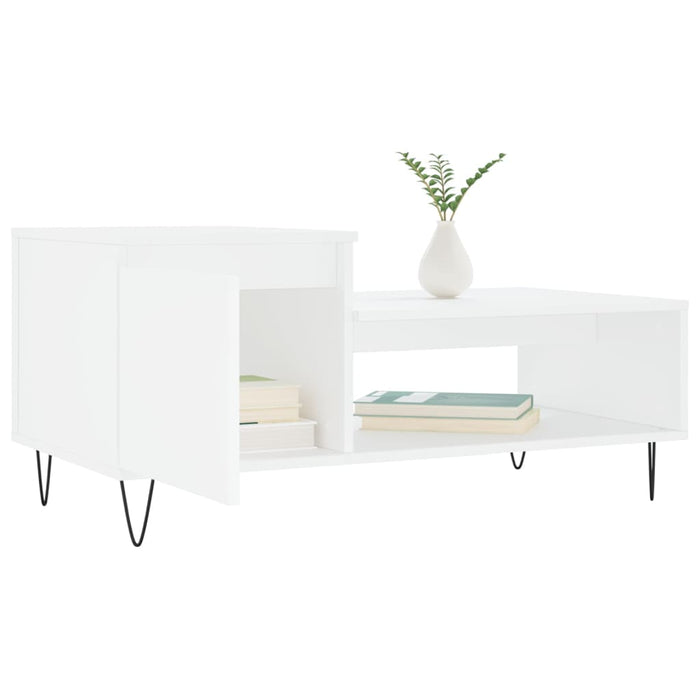 Tavolino da Salotto Bianco 100x50x45 cm in Legno Multistrato 830828