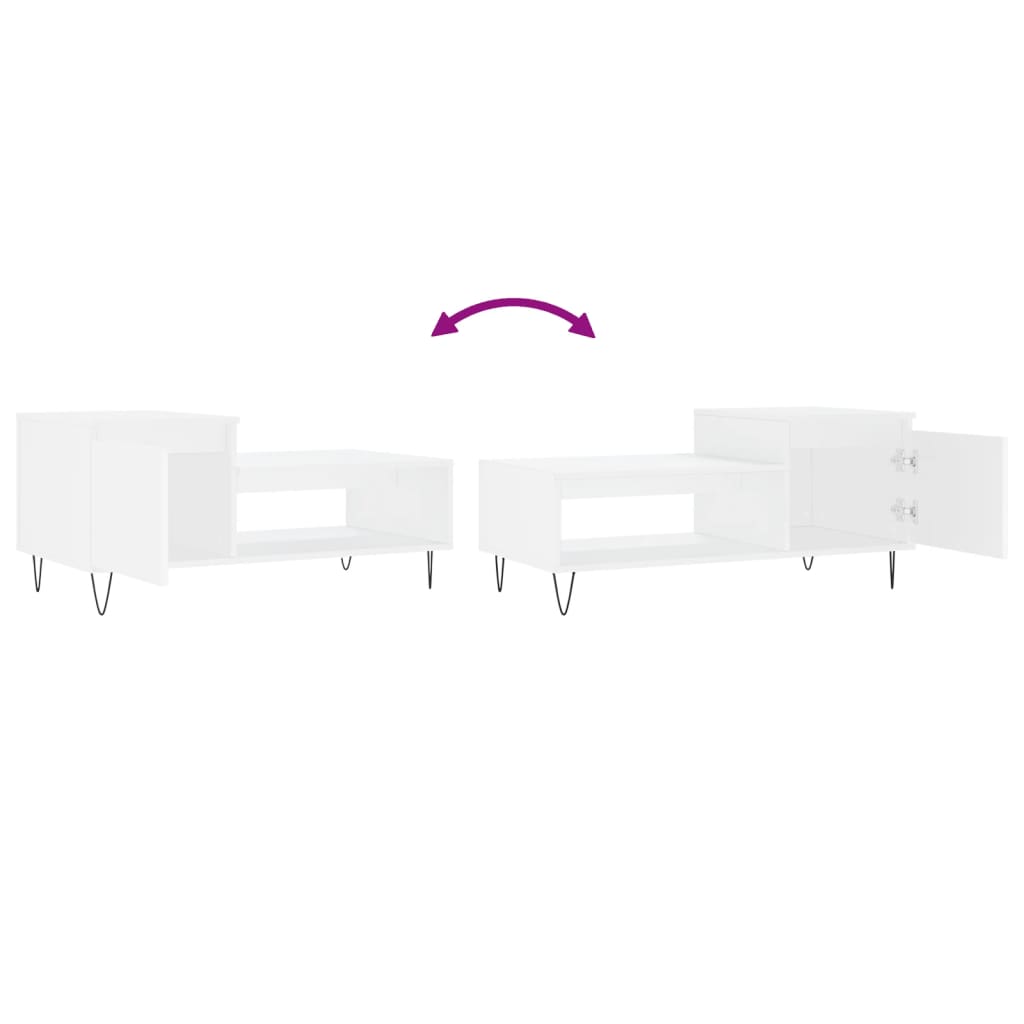 Tavolino da Salotto Bianco 100x50x45 cm in Legno Multistrato 830828