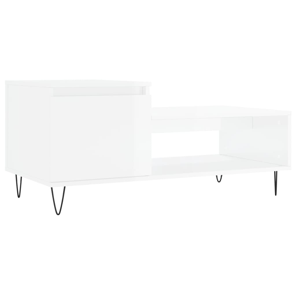 Tavolino da Salotto Bianco Lucido 100x50x45cm Legno Multistratocod mxl 85631