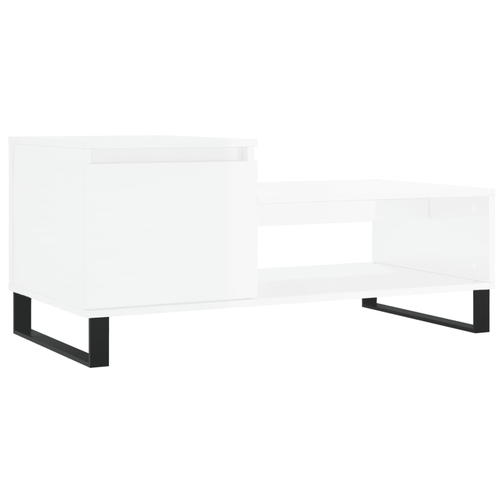 Tavolino da Salotto Bianco Lucido 100x50x45cm Legno Multistratocod mxl 102760