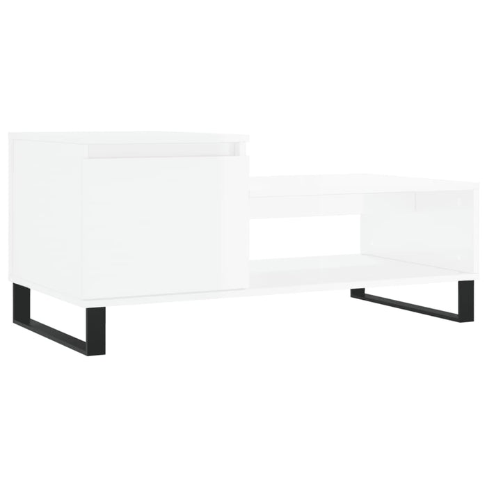 Tavolino da Salotto Bianco Lucido 100x50x45cm Legno Multistratocod mxl 102760