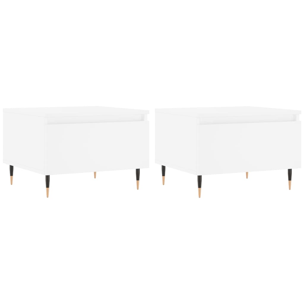 Tavolini da Salotto 2pz Bianchi 50x46x35cm in Legno Multistrato 830845
