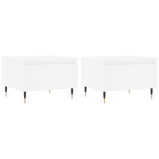Tavolini da Salotto 2pz Bianchi 50x46x35cm in Legno Multistrato 830845