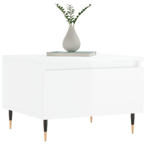 Tavolini Salotto 2pz Bianco Lucido 50x46x35cm Legno Multistrato