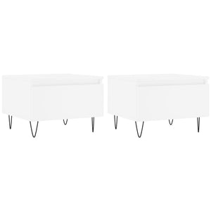 Tavolini da Salotto 2pz Bianchi 50x46x35cm in Legno Multistrato