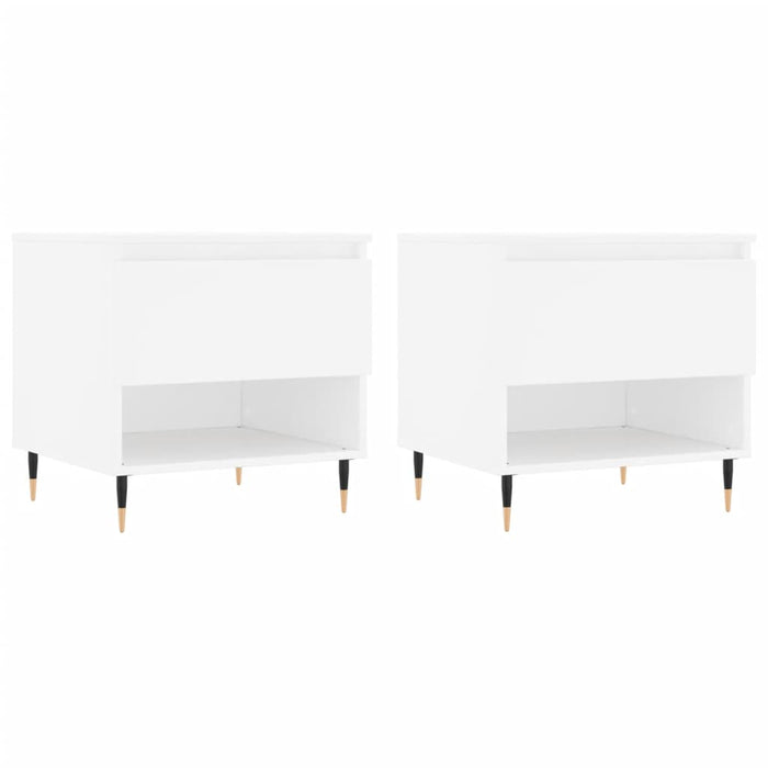Tavolini Salotto 2 pz Bianchi 50x46x50 cm in Legno Multistrato 830893