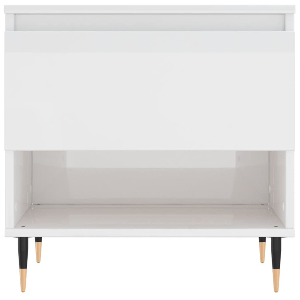 Tavolino Bianco Lucido 50x46x50 cm in Legno Multistrato 830896