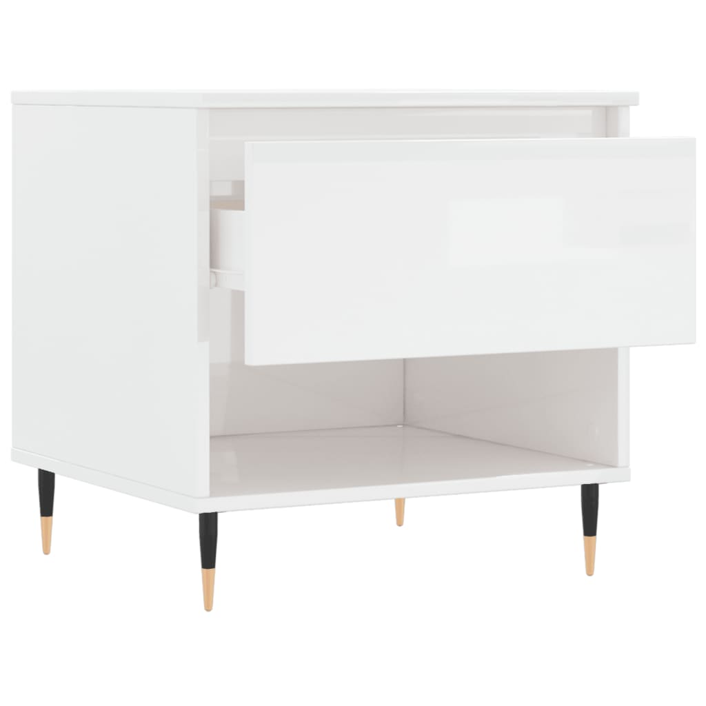 Tavolino Bianco Lucido 50x46x50 cm in Legno Multistrato 830896