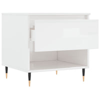 Tavolino Bianco Lucido 50x46x50 cm in Legno Multistrato 830896