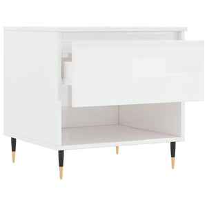 Tavolino Bianco Lucido 50x46x50 cm in Legno Multistrato 830896