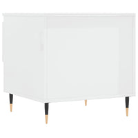 Tavolino Bianco Lucido 50x46x50 cm in Legno Multistrato