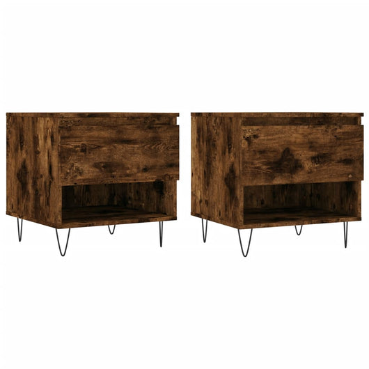 Tavolini Salotto 2pz Rovere Fumo 50x46x50 cm Legno Multistrato 830919