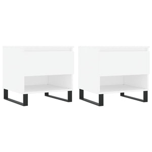 Tavolini Salotto 2 pz Bianchi 50x46x50 cm in Legno Multistrato 830925