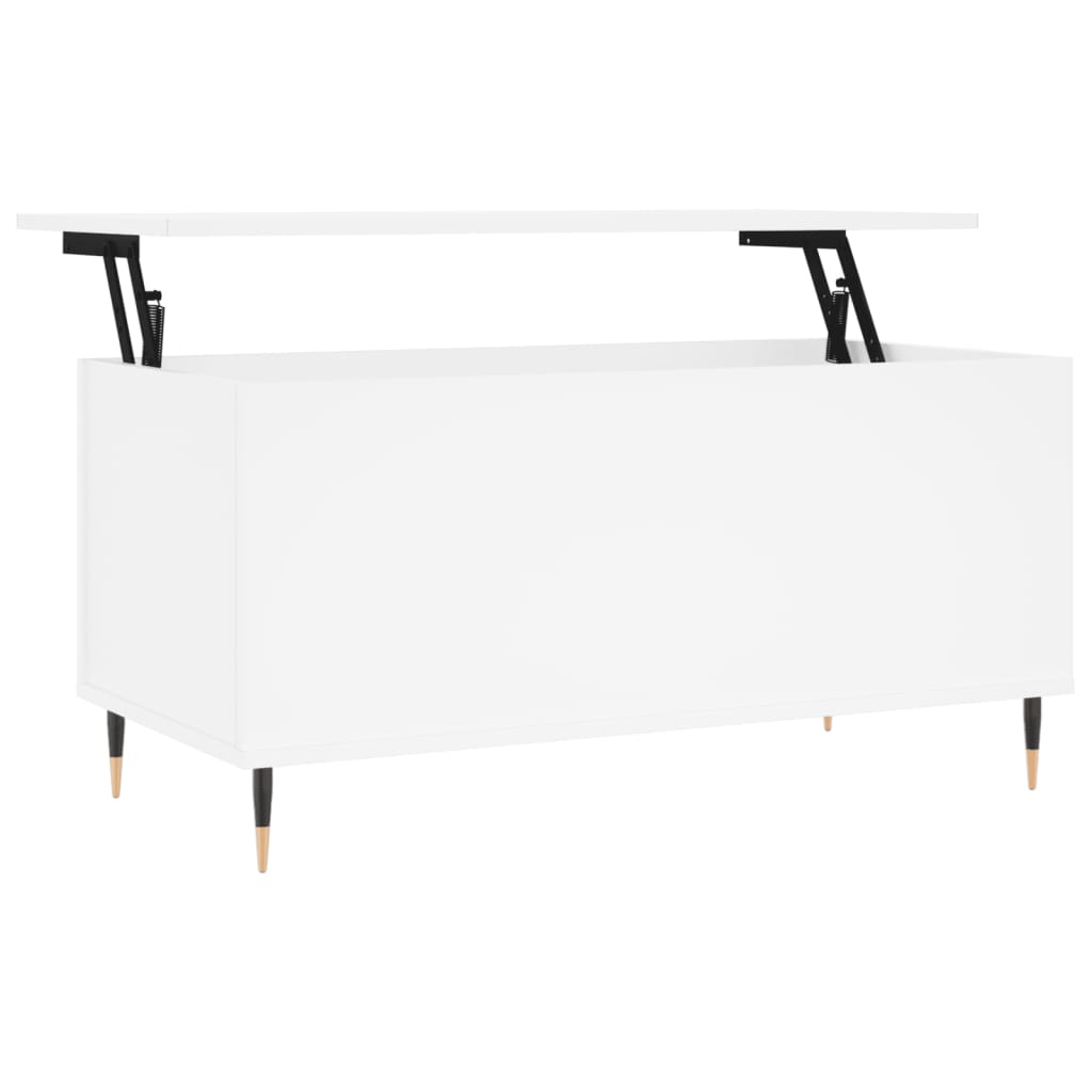 Tavolino da Salotto Bianco 90x44,5x45 cm in Legno Multistrato 830964