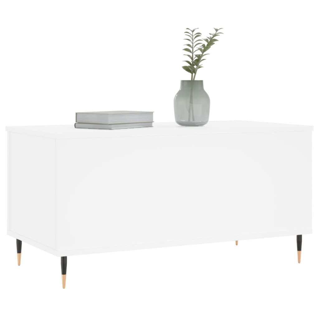 Tavolino da Salotto Bianco 90x44,5x45 cm in Legno Multistrato 830964
