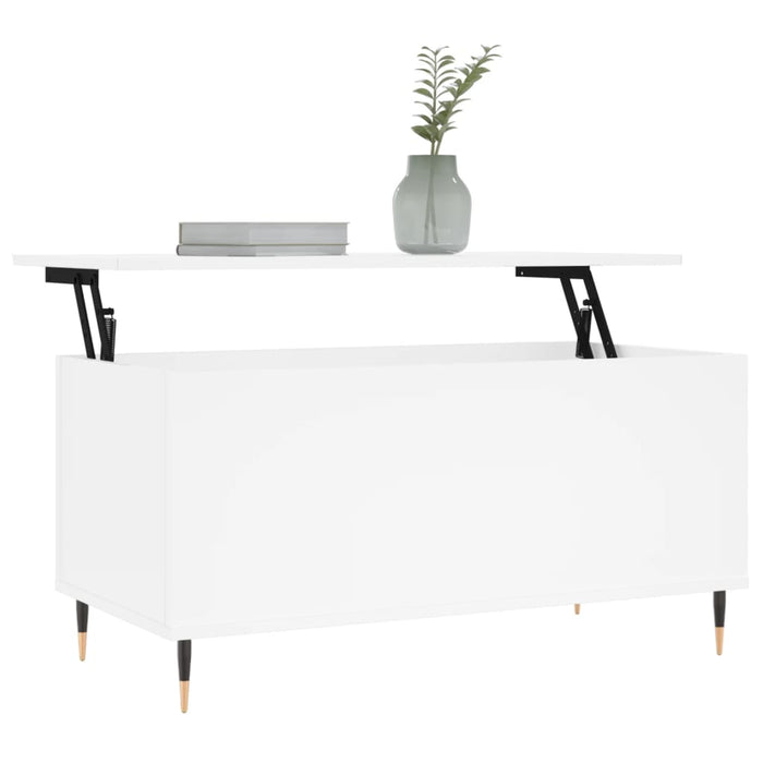 Tavolino da Salotto Bianco 90x44,5x45 cm in Legno Multistrato 830964
