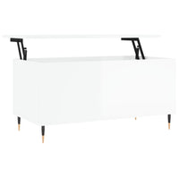 Tavolino Salotto Bianco Lucido 90x44,5x45 cm Legno Multistrato 830966