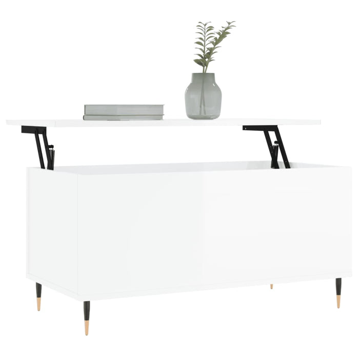 Tavolino Salotto-Tavolino da soggiorno-Tavolo Bianco Lucido 90x44,5x45 cm Legno Multistrato 893081