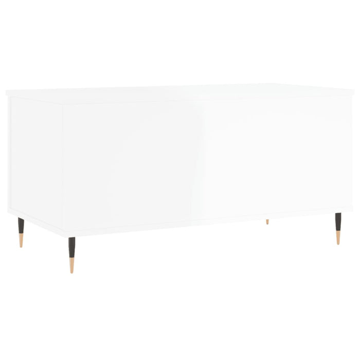 Tavolino Salotto Bianco Lucido 90x44,5x45 cm Legno Multistrato 830966