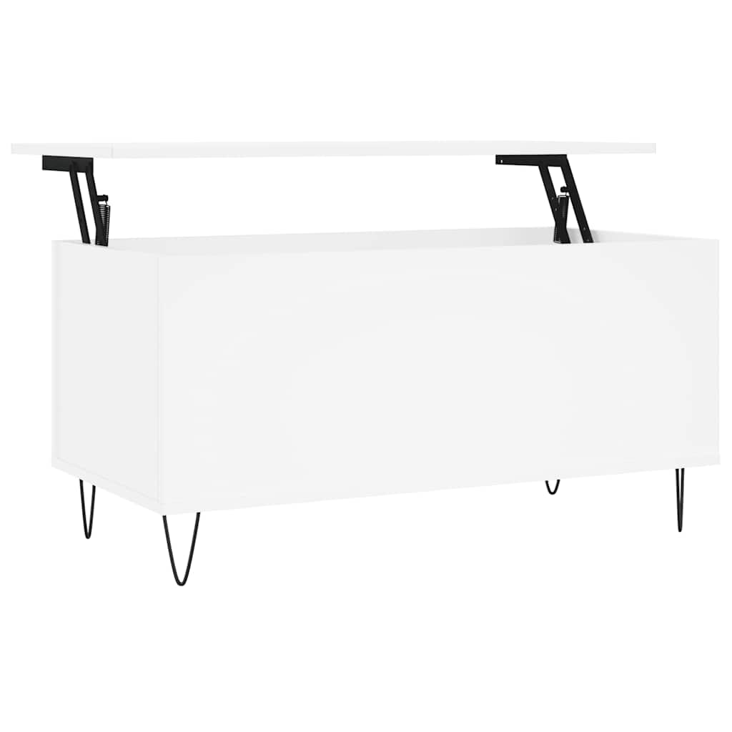 Tavolino da Salotto Bianco 90x44,5x45 cm in Legno Multistrato 830972