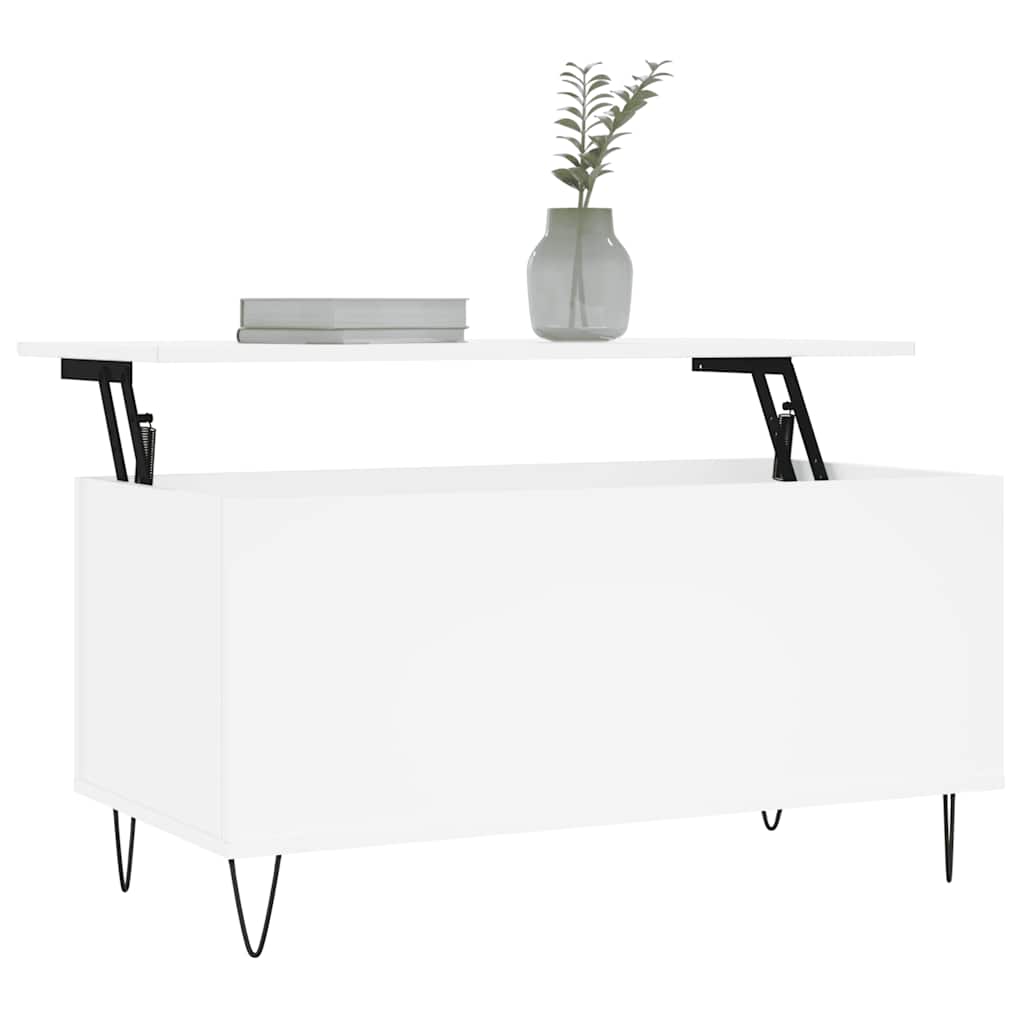Tavolino da Salotto Bianco 90x44,5x45 cm in Legno Multistrato 830972
