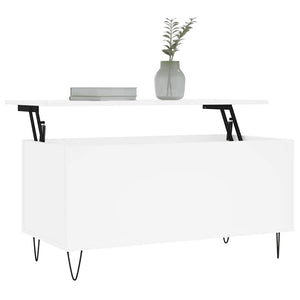 Tavolino da Salotto Bianco 90x44,5x45 cm in Legno Multistrato 830972