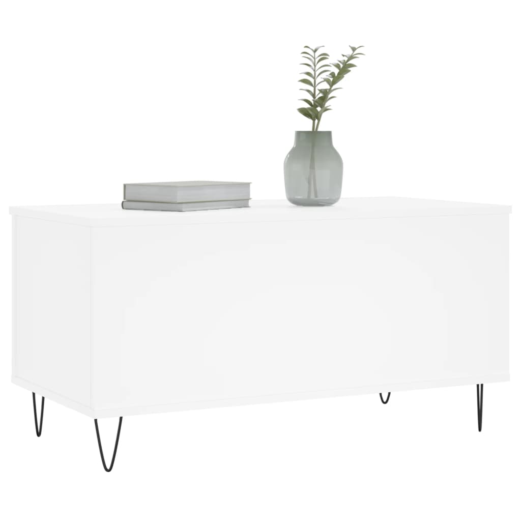 Tavolino da Salotto Bianco 90x44,5x45 cm in Legno Multistrato 830972