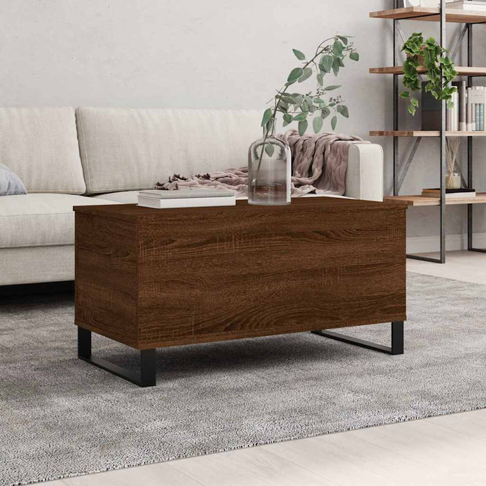 Tavolino Salotto-Tavolino da soggiorno-Tavolo Rovere Marrone 90x44,5x45 cm Legno Multistrato 325006