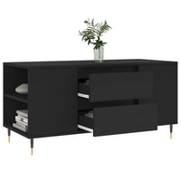 Tavolino da Salotto Nero 102x44,5x50 cm in Legno Multistrato 830989