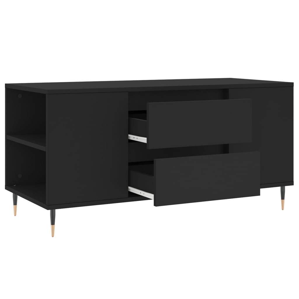 Tavolino da Salotto Nero 102x44,5x50 cm in Legno Multistrato 830989