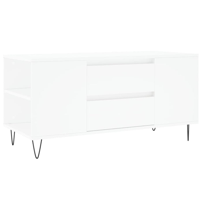 Tavolino da Salotto Bianco 102x44,5x50 cm in Legno Multistrato 830996