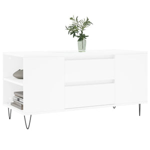 Tavolino da Salotto Bianco 102x44,5x50 cm in Legno Multistrato 830996