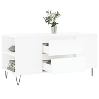 Tavolino da Salotto Bianco 102x44,5x50 cm in Legno Multistrato 830996