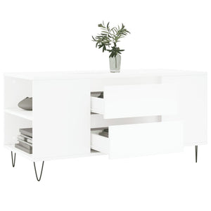 Tavolino da Salotto Bianco 102x44,5x50 cm in Legno Multistrato 830996