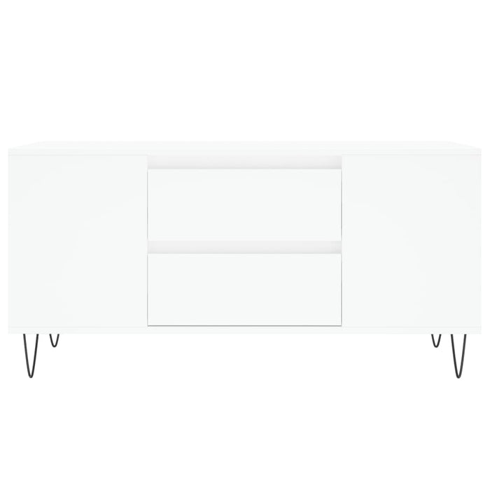 Tavolino da Salotto Bianco 102x44,5x50 cm in Legno Multistrato 830996