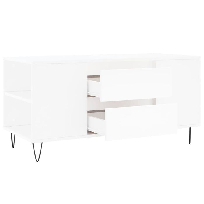Tavolino da Salotto-Tavolino da soggiorno-Tavolo Bianco 102x44,5x50 cm in Legno Multistrato 746546