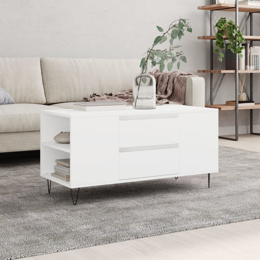 Tavolino da Salotto-Tavolino da soggiorno-Tavolo Bianco 102x44,5x50 cm in Legno Multistrato 746546