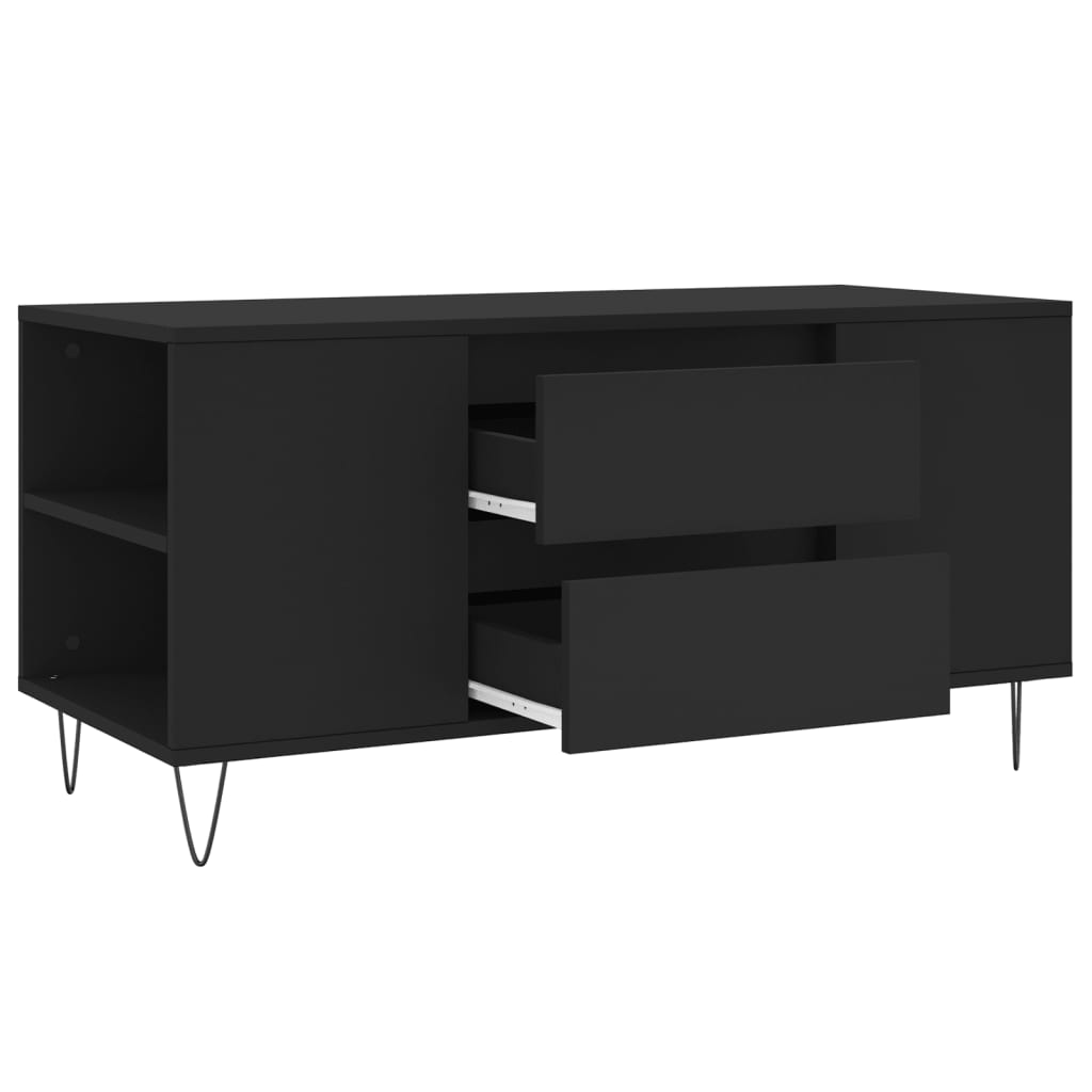 Tavolino da Salotto Nero 102x44,5x50 cm in Legno Multistrato 830997