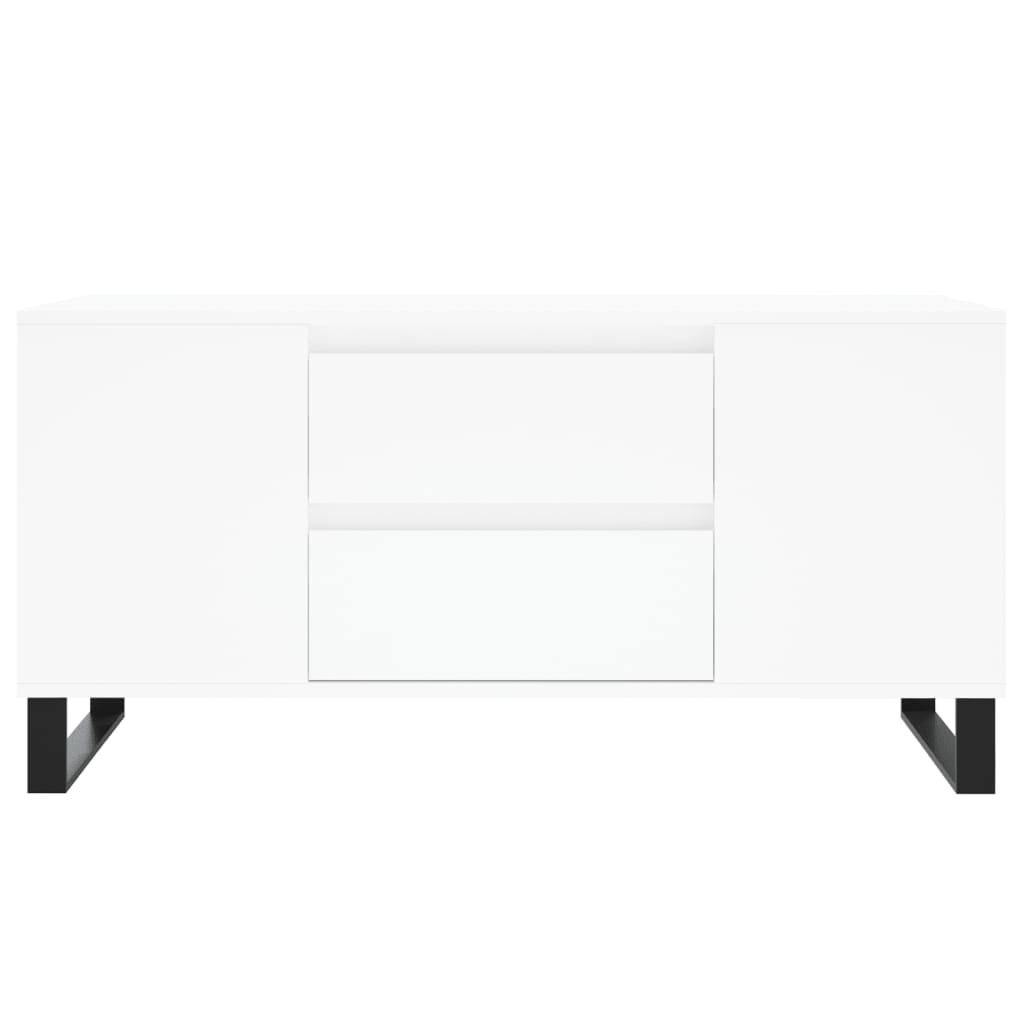 Tavolino da Salotto Bianco 102x44,5x50 cm in Legno Multistrato 831004