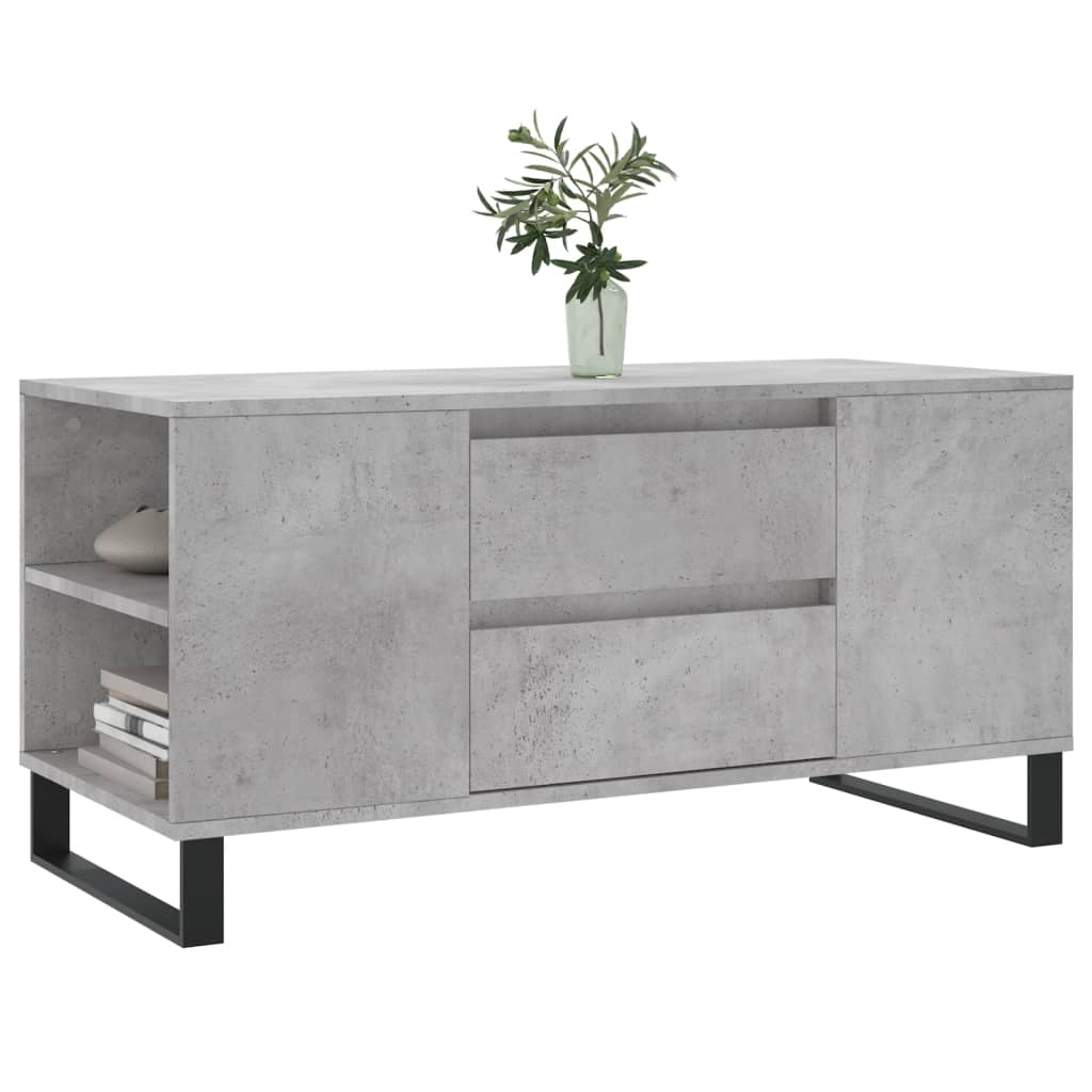 Tavolino Salotto Grigio Cemento 102x44,5x50cm Legno Multistrato 831008