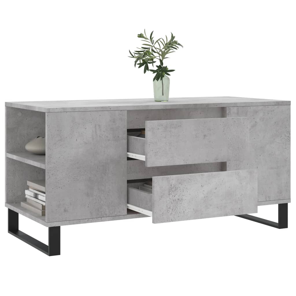 Tavolino Salotto Grigio Cemento 102x44,5x50cm Legno Multistrato 831008