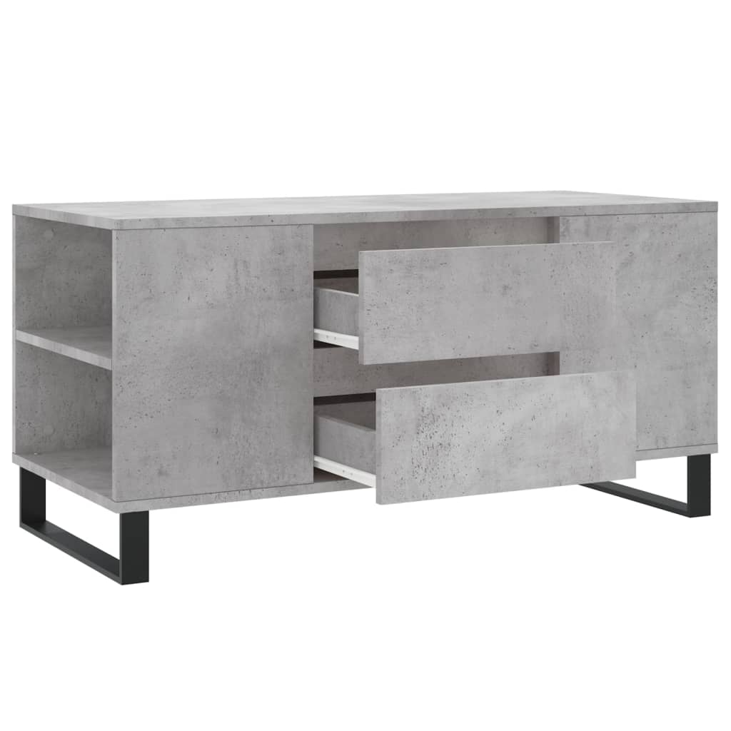 Tavolino Salotto Grigio Cemento 102x44,5x50cm Legno Multistrato 831008