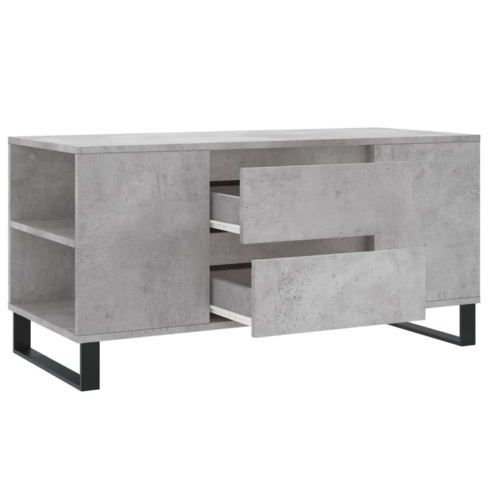 Tavolino Salotto Grigio Cemento 102x44,5x50cm Legno Multistrato 831008