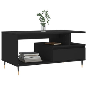 Tavolino da Salotto Nero 90x49x45 cm in Legno Multistrato 831013