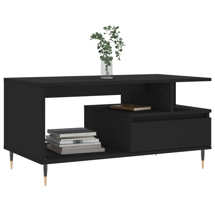 Tavolino da Salotto Nero 90x49x45 cm in Legno Multistrato 831013