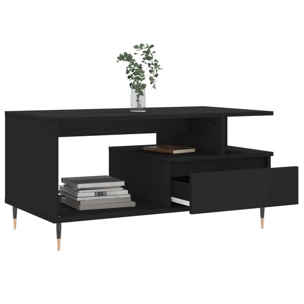 Tavolino da Salotto Nero 90x49x45 cm in Legno Multistrato 831013