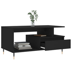 Tavolino da Salotto Nero 90x49x45 cm in Legno Multistrato 831013