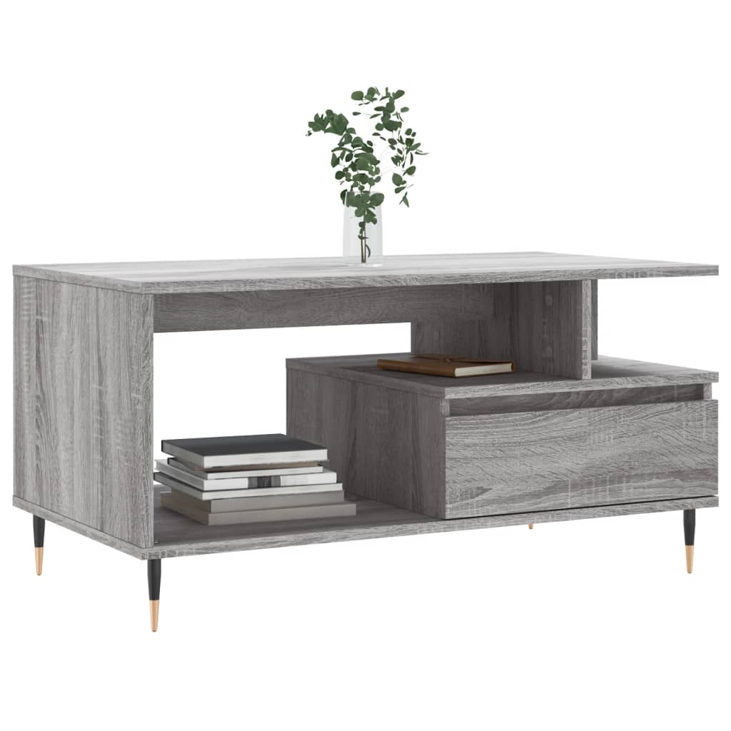 Tavolino da Salotto Grigio Sonoma 90x49x45 cm Legno Multistrato 831018